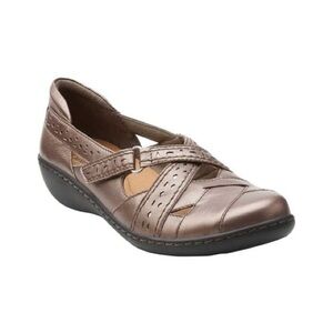 Clarks Ashland Spin Bronze Leather Flats Women’s 9.5 Comfort Mary Janes